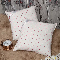 HOSTA HOMES Set Of 2 White & Red Polka Dots Printed Square Cushions-17