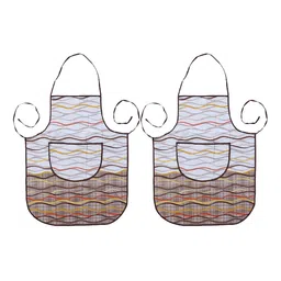 Kuber Industries Brown & Grey Pack Of 2 Printed Waterproof Aprons-4