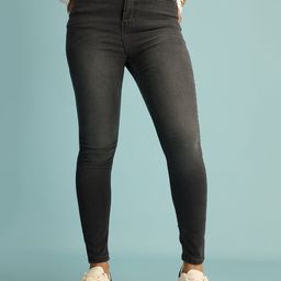 FREAKINS Charcoal Coloured Women Skinny Fit Clean Look Pure Cotton Light Fade Jeans-image-38