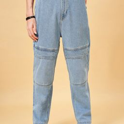 People Men Mid-Rise Acid Wash Light Fade Cotton Jeans-image-40
