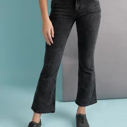 Freehand by The Indian Garage Co Women Grey Bootcut High-Rise Light Fade Stretchable Jeans-image-11