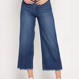 CAMLA Women Cotton Light Fade Clean Look Wide Leg Jeans-image-44