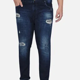 John Pride Men Plus Size Mildly Distressed Light Fade Stretchable Jeans-18