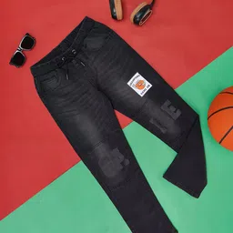 Pantaloons Junior Boys Clean Look Mid-Rise Lightly Fade Applique Stretchable Jeans-picture-26