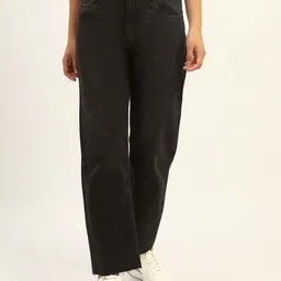 Madame Women Clean Look Light Fade Dark Shade Straight Fit Pure Cotton Jeans-image-5