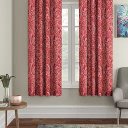 CortinaRed & Pink Set of 2 Digital Printed Window Curtains-20