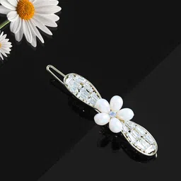 LAIDA Women White & Transparent Pearl Embellished Bow Bobby Pins-image-99