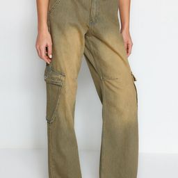 Trendyol Women Flared Mid Rise Heavy Fade Cotton Jeans-image-99