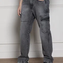 Dennis Lingo Men Relaxed Fit Clean Look Cargo Styles Heavy Fade Jeans-image-37