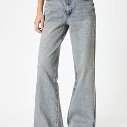 Koton Women Wide Leg Mid-Rise Clean Look Heavy Fade Cotton Jeans-image-47