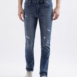LINDBERGH Men Slim Fit Mildly Distressed Heavy Fade Jeans-image-35