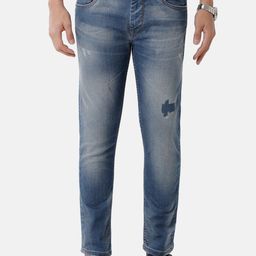 Voi Jeans Men Blue Skinny Fit Low Distress Heavy Fade Jeans-image-86