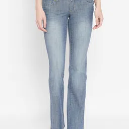 I Love She Women Blue Bootcut Heavy Fade Stretchable Jeans-image-25