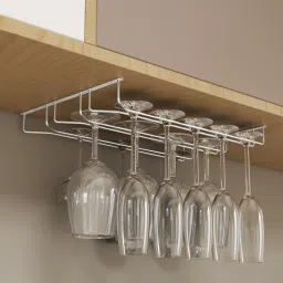 Wine Glass Rack/Holder Upside Down Glass Hanging Organizer for Pubs/Kitchen/Bars (L20 x W13 Inches - Triple Line - Large) Stainless Steel Wine Rack-image-71