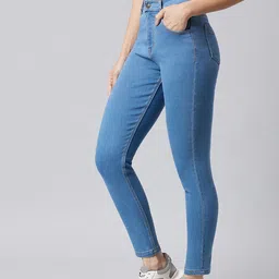 Dressberry Basics Women Blue Skinny Fit High-Rise Clean Look Stretchable Jeans-image-64