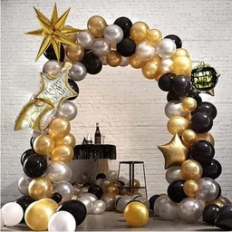 CHOCOZONE Set Of 50 Balloons & Photo Banner Birthday Decorations image 3