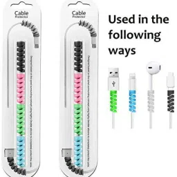 SOHIGH SILICON Spiral Cable Protector Data Cable Protective Cover Set of 2 (8 Pieces) Cable Protector-image-50