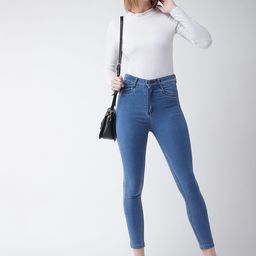 DressBerry Women Blue Skinny Fit High-Rise Clean Look Stretchable Cropped Jeans-picture-33
