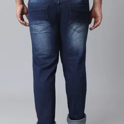 Instafab Plus Men Plus Size Navy Blue Mildly Distressed Light Fade Jeans image 4