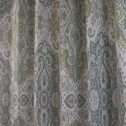 homewards Green & White 13 Pieces Printed Waterproof Shower Curtains With Hooks image 3