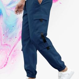 Men Self Design Blue Track Pants-image-58