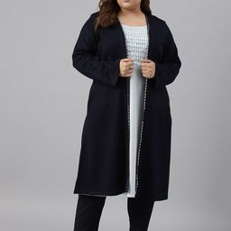 W Women Plus Size Yoke Design Acrylic Kurta With Jacket-picture-8