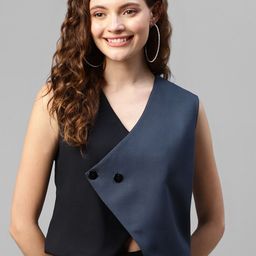 DEEBACO Women Colourblocked V-Neck Viscose Rayon Waistcoat-picture-30
