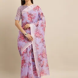 Mitera Floral Printed Zari Khadi Saree-picture-18