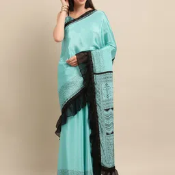 Mitera Polka Dot Prnted Satin Saree-image-2