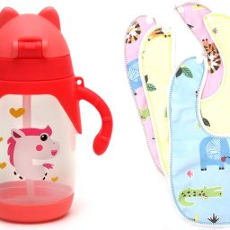 Baby Feeding Bottle Twin Handle Sipper Cup 300ml With Essential Combo-image-47