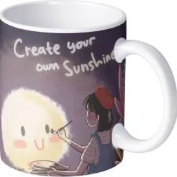 Ceramic Coffee Cup with "Create Your Own Sunshine" Print - Positive Vibes Ceramic Coffee Mug-image-10
