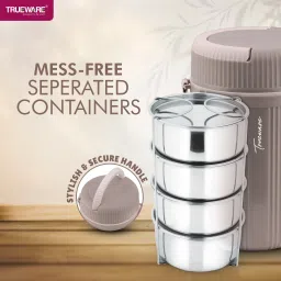 trueware Quick Meal 4 Insulated Hot Lunch Box With 4 SS Container 300 ML Each 4 Containers Lunch Box image 4