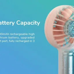 Brrf Pocket Fan | Inbuilt Battery 2000 mAh Handheld Fan, 3 Speeds, USB Rechargeable | Upto 12 Hours Running On Single Charge, Carry It Anywhere USB Fan image 5