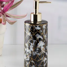 Kookee Black & Gold-Tone Abstract Ceramic Soap Dispenser-14