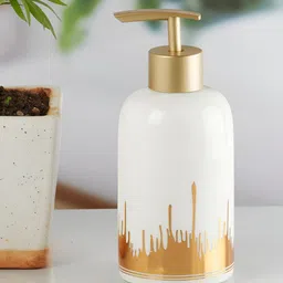 Kookee White & Gold Toned Ceramic Soap Dispenser-32