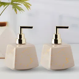 Kookee Grey 2 Pieces Abstract Ceramic Soap Dispenser image 1