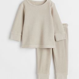 H&M Beige Waffled Cotton Sweatshirt & Trouser-53