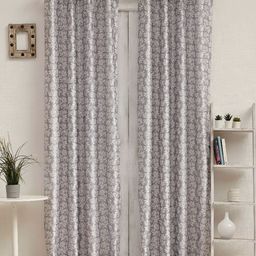 Ariana Grey & White 2 Pieces Floral Printed Room Darkening Long Door Curtains-image-68
