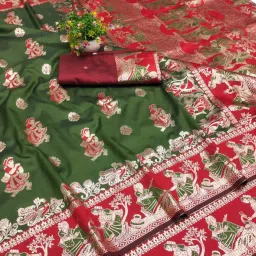 Woven Baluchari Silk Blend, Art Silk Saree-image-30
