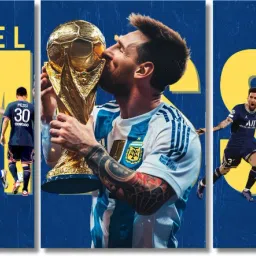 Lionel Messi Poster Set – 3 Pieces of Split Wall Art Featuring Messi with Argentina, Barcelona, PSG | Football Legend Decor Gift Wall Paintings Sticker wallpaper Hostel Boys Girls. Paper Print-6