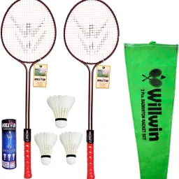 Super combo Pack Set of 2 Racket And 3 Feather Shuttle With Cover Badminton Kit-18
