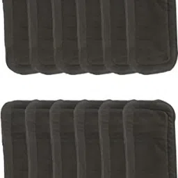 Microfiber Soft Washable Inserts/Pad for Baby Cloth diaper -(Pack of 12) Black-12
