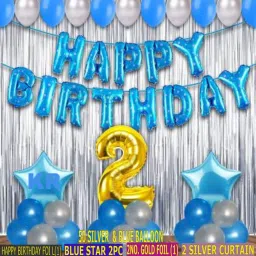 2nd Birthday Decorations Kit For Baby Boy - 56Pcs Second Birthday Decorations Kit With Two Sweet Decoration - 2nd Birthday Party Decorations, Birthday Decorations kit for Boys 2nd Birthday / Blue Theme Decorations For Birthday-image-27