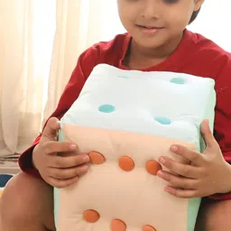 Smartsters Green & Peach Coloured Cube Shaped Pre Filled Cushion image 2