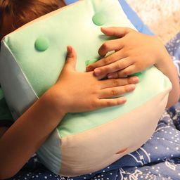 Smartsters Green & Peach Coloured Cube Shaped Pre Filled Cushion image 3