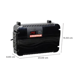 UNISTAB US100D Voltage Stabilizer For Up to 162.56cm (64") TV + DTH (130 - 270 V, Microprocessor Controller Chip, Black) image 2