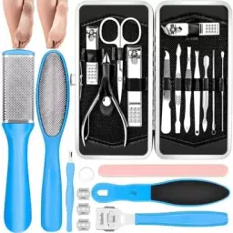 28 pc professional manicure set pedicure tools stainless steel for foot spa kit-29