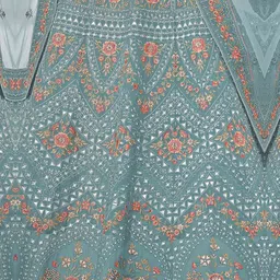 Fusionic Embroidered Thread Work Semi-Stitched Lehenga & Unstitched Blouse With Dupatta image 4