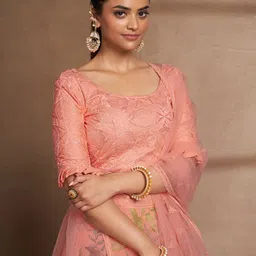 ODETTE Embellished Semi-Stitched Lehenga & Unstitched Blouse With Dupatta image 2