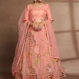 ODETTE Embellished Semi-Stitched Lehenga & Unstitched Blouse With Dupatta image 4
